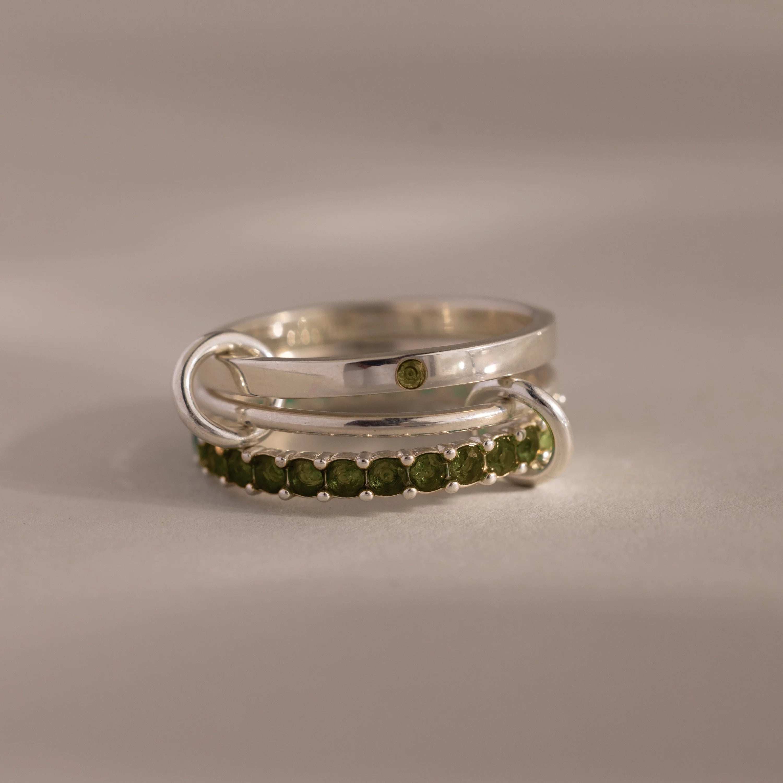 Birthstone Triple Eternity Band Ring Set Silver 18K Gold Plated