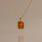 Birth Flower Charm Necklace Silver 18K Gold Plated