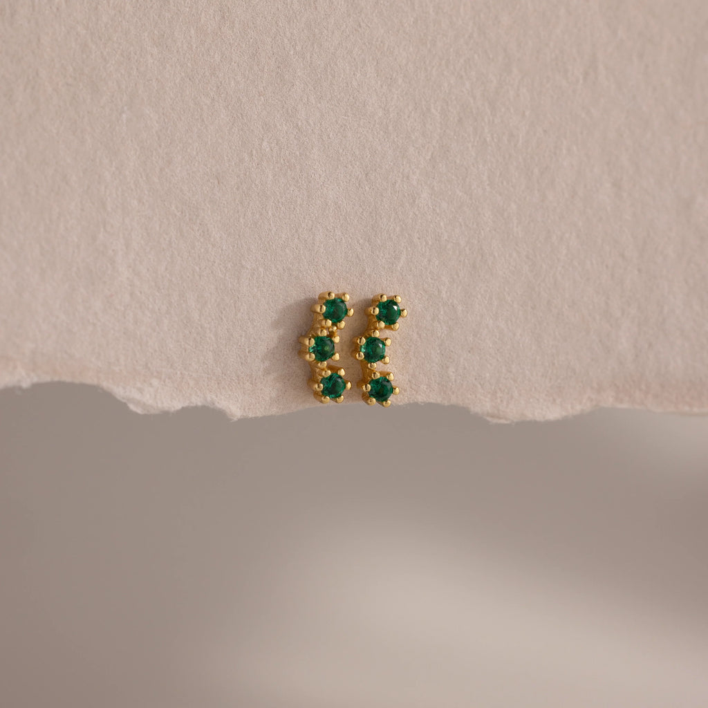 Birthstone Cluster Flatback Studs Silver 18K Gold Plated