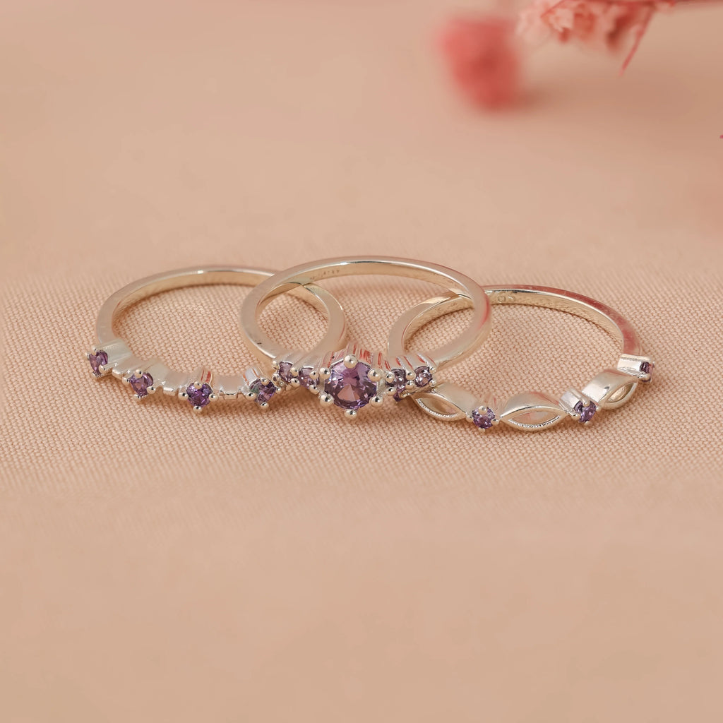 Amethyst Stacking Ring Set