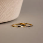 Birthstone Tennis Ring Set Silver 18K Gold Plated