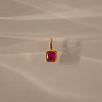 Square Bezel Birthstone Charm Silver 18K Gold Plated