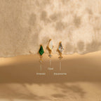 Diamond Art Deco Drop Studs Silver 18K Gold Plated
