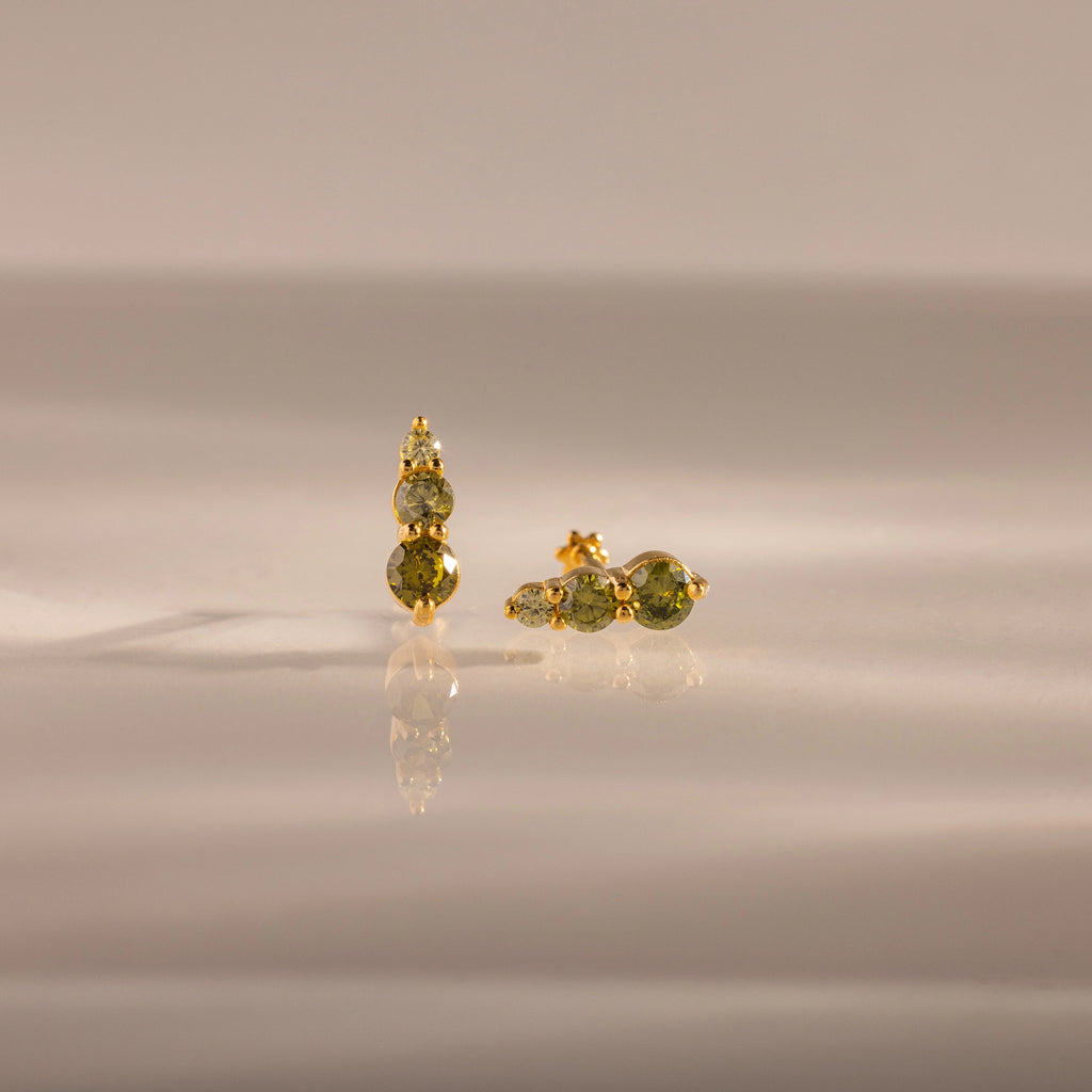 Ombre Peridot Flatback Studs Silver 18K Gold Plated