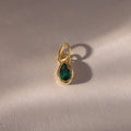 Teardrop Emerald Charm Silver 18K Gold Plated