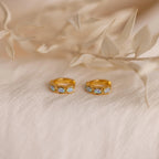 Blue Opal Beaded Huggies Silver 18K Gold Plated
