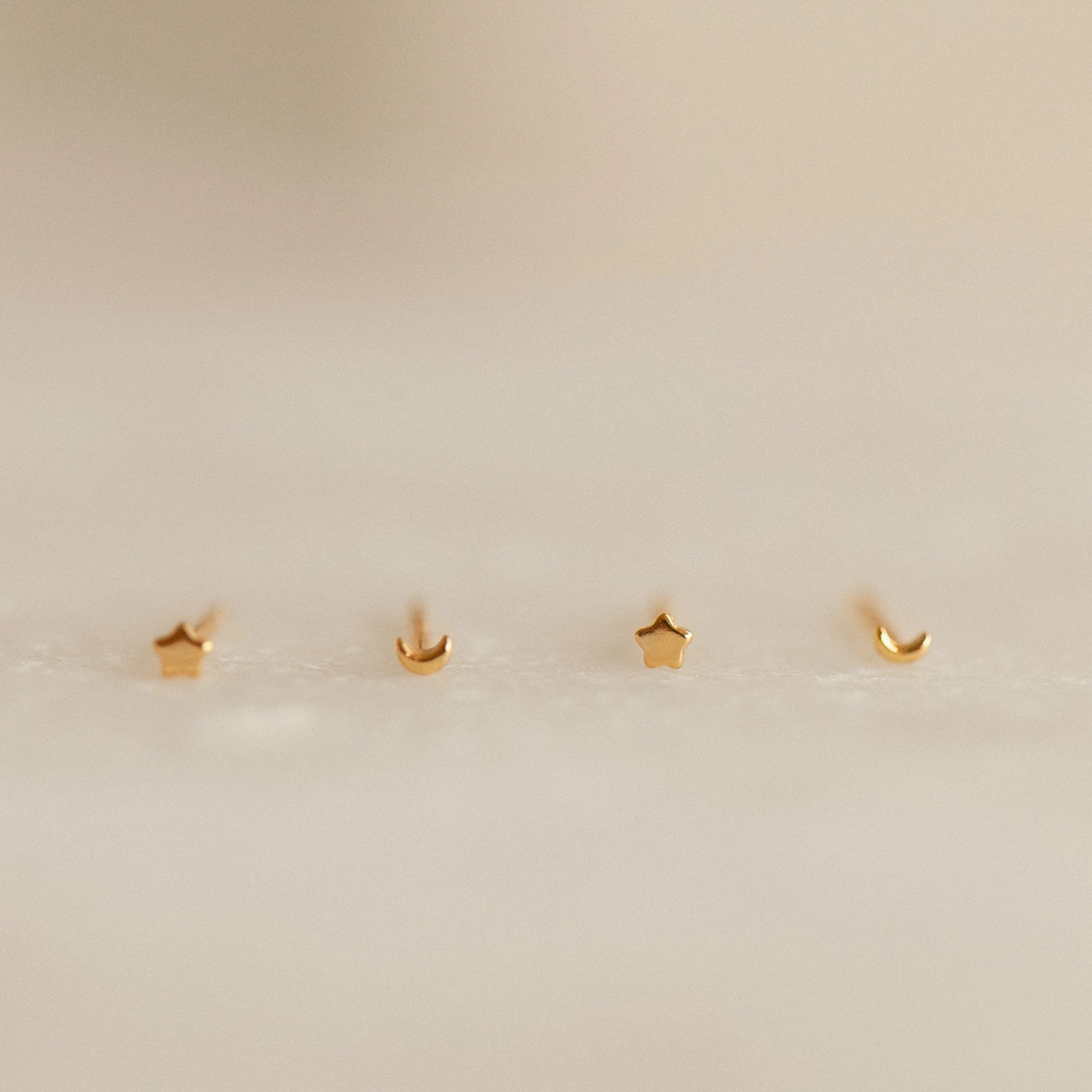 Tiny Moon & Star Studs Silver 18K Gold Plated