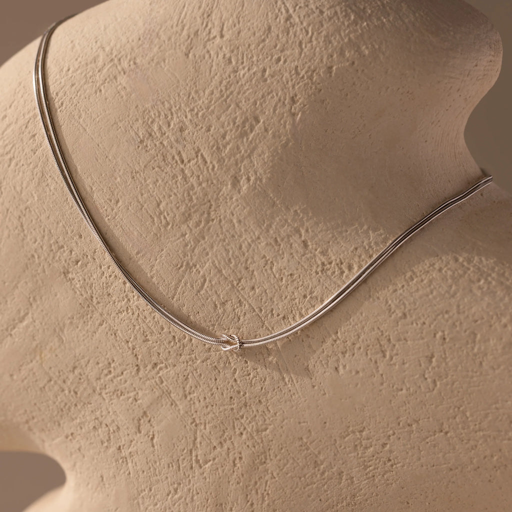 Love Knot Chain Necklace Silver 18K Gold Plated
