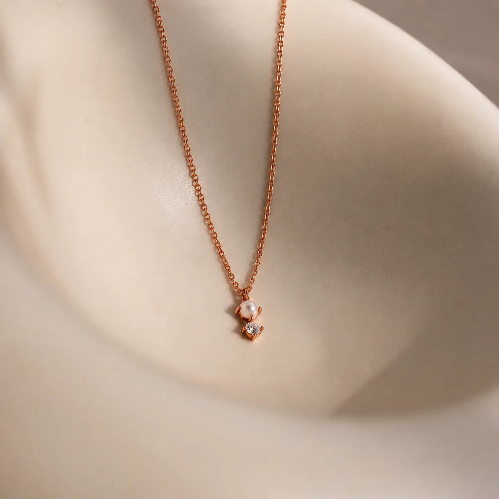 Tiny Pearl Diamond Necklace