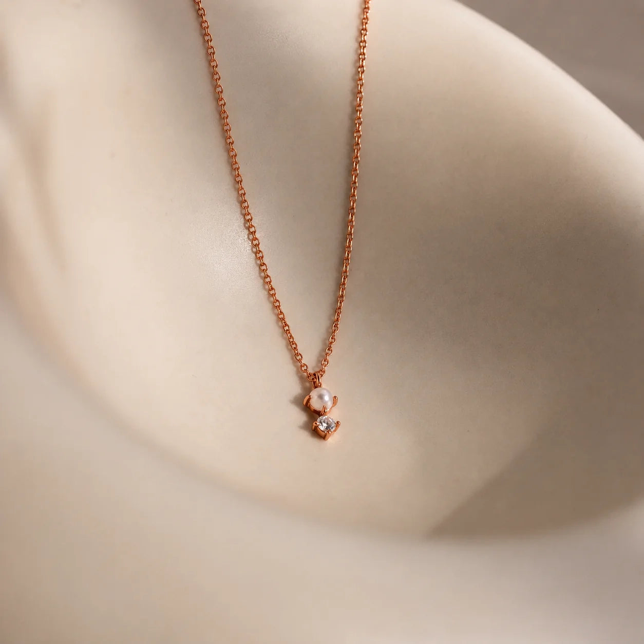 Tiny Pearl Diamond Necklace