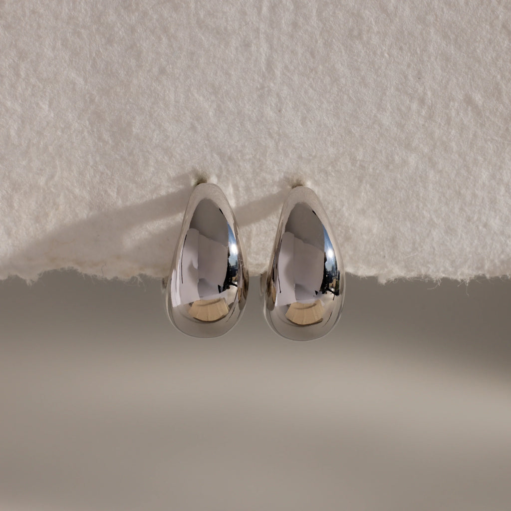 Bold Teardrop Earrings Silver 18K Gold Plated