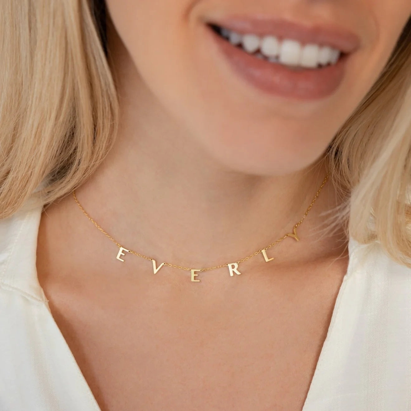 Apollo Letter Name Necklace Silver 18K Gold Plated