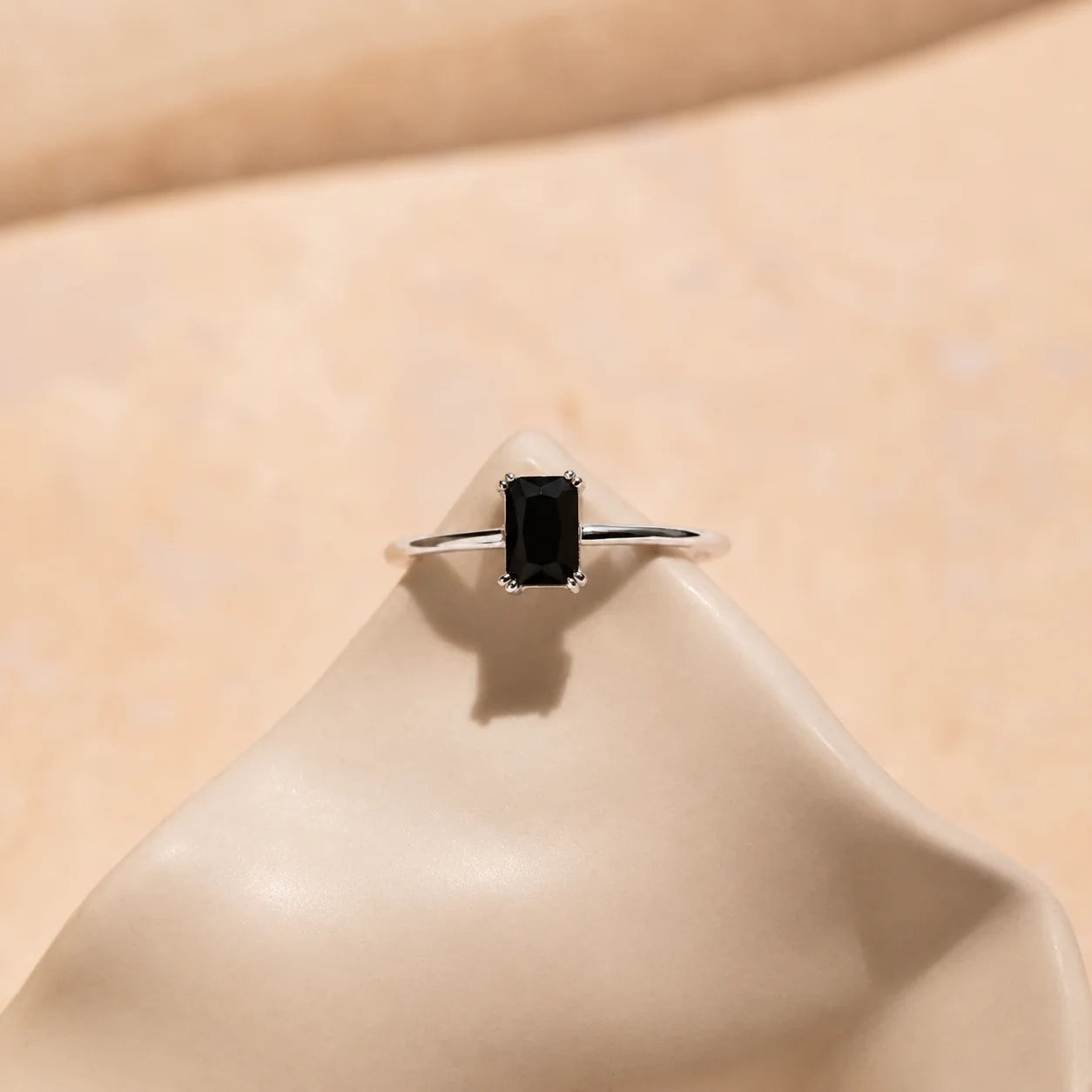 Black Onyx Emerald Ring