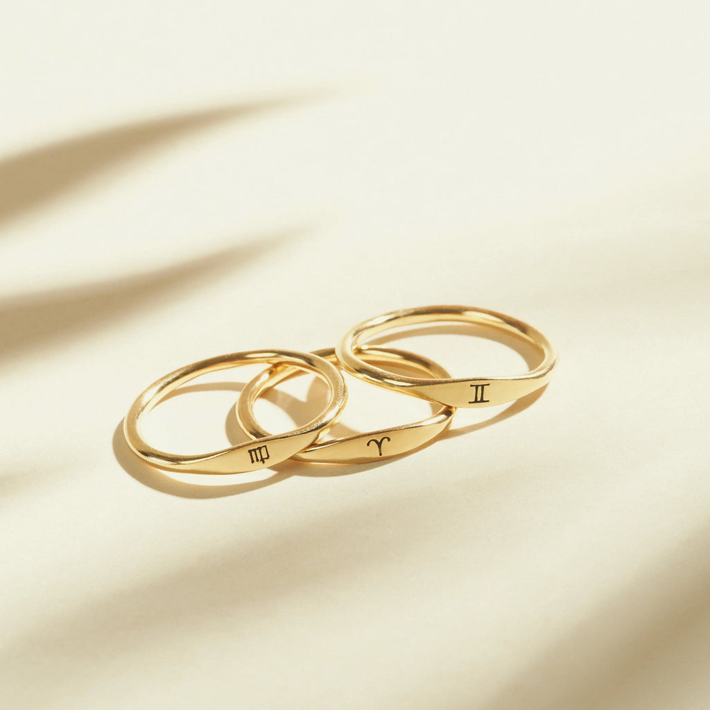 Skinny Zodiac Ring Silver 18K Gold Plated