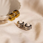 Chunky Double Hoops Silver 18K Gold Plated