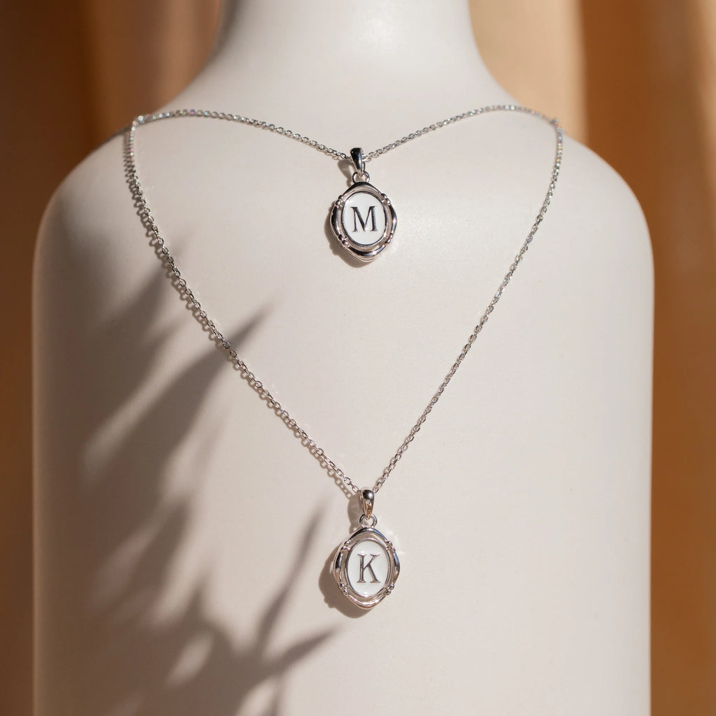 Initial Pendant Necklace Silver 18K Gold Plated