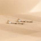 Opal Chain Drop Earrings Silver 18K Gold Plated