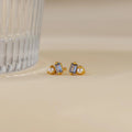 Baguette Aquamarine Pearl Studs Silver 18K Gold Plated
