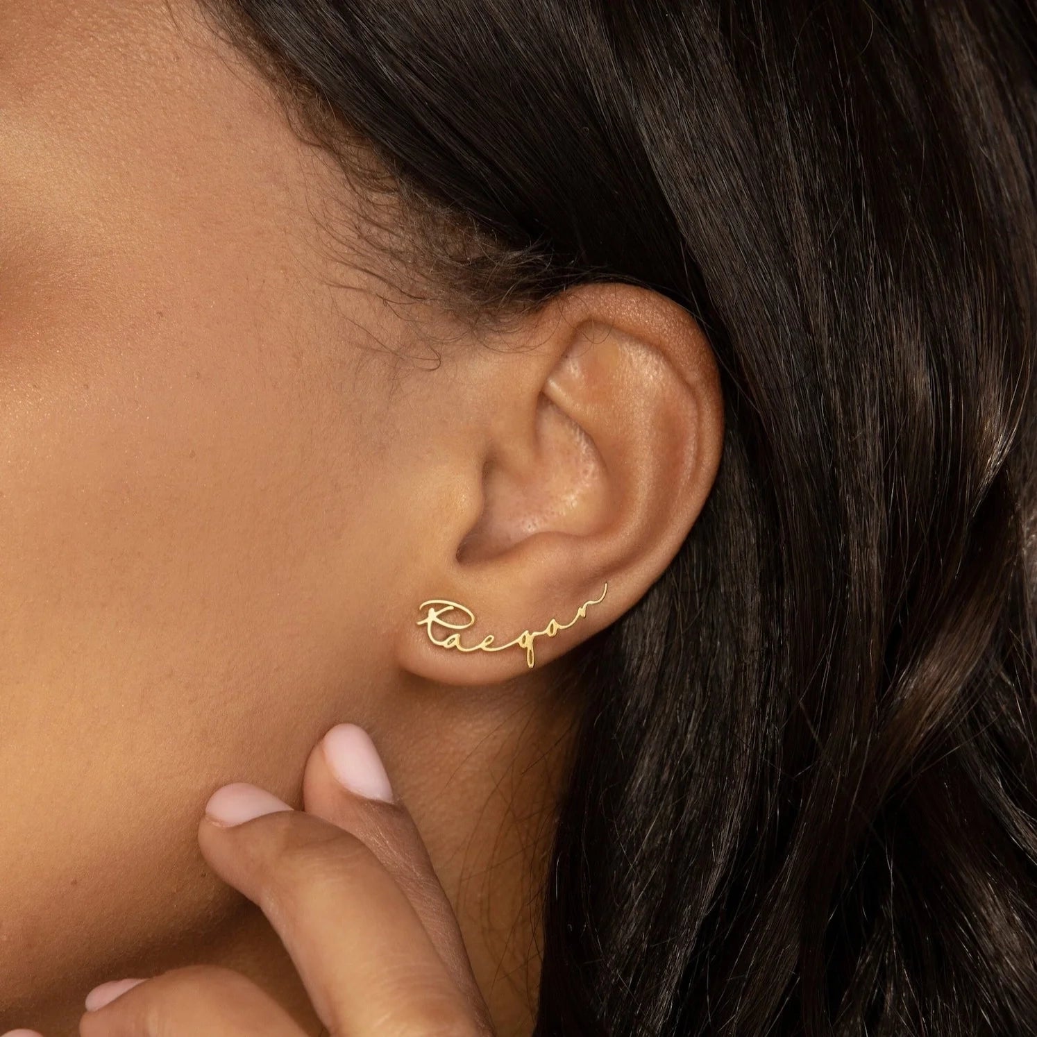 Hallie Name Earrings Silver 18K Gold Plated