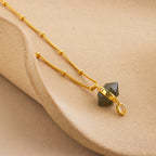 Labradorite & Moonstone Drop Necklace Silver 18K Gold Plated