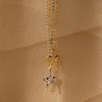 Diamond Bow Charm Silver 18K Gold Plated
