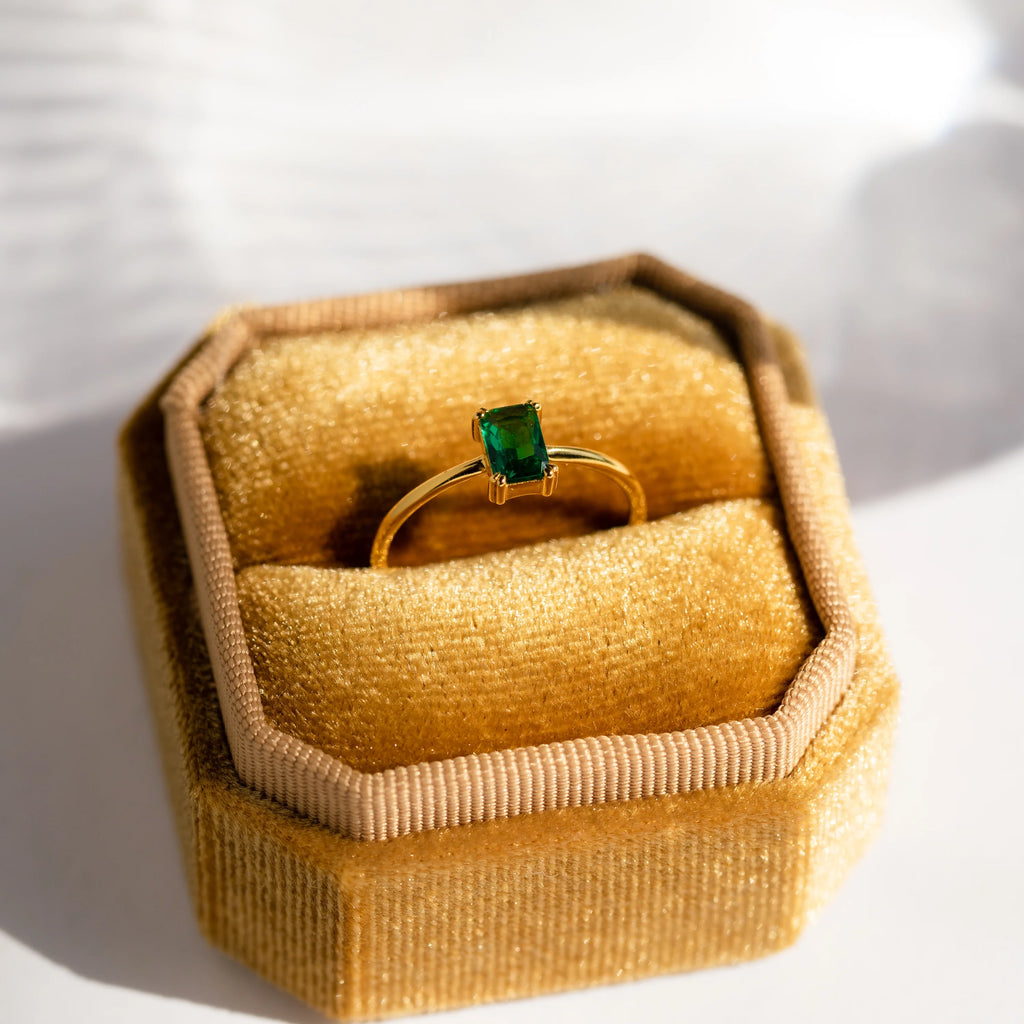 Harley Emerald Ring Silver 18K Gold Plated