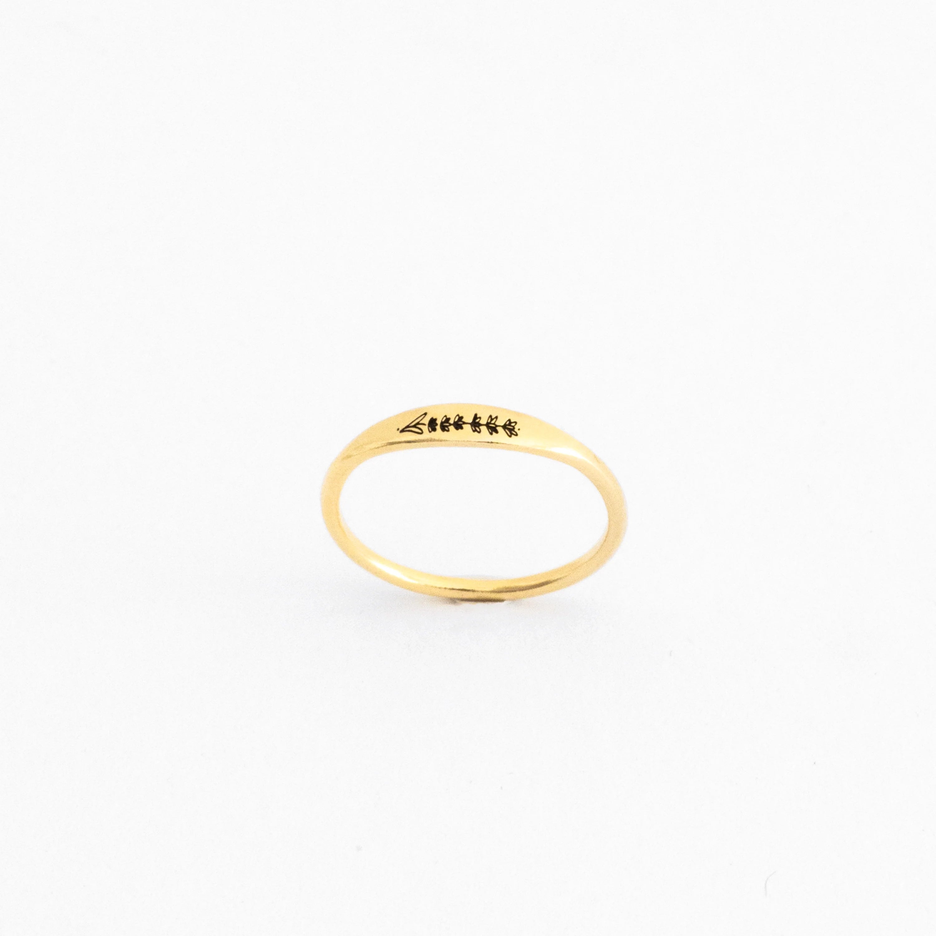 Skinny Birth Flower Ring Silver 18K Gold Plated