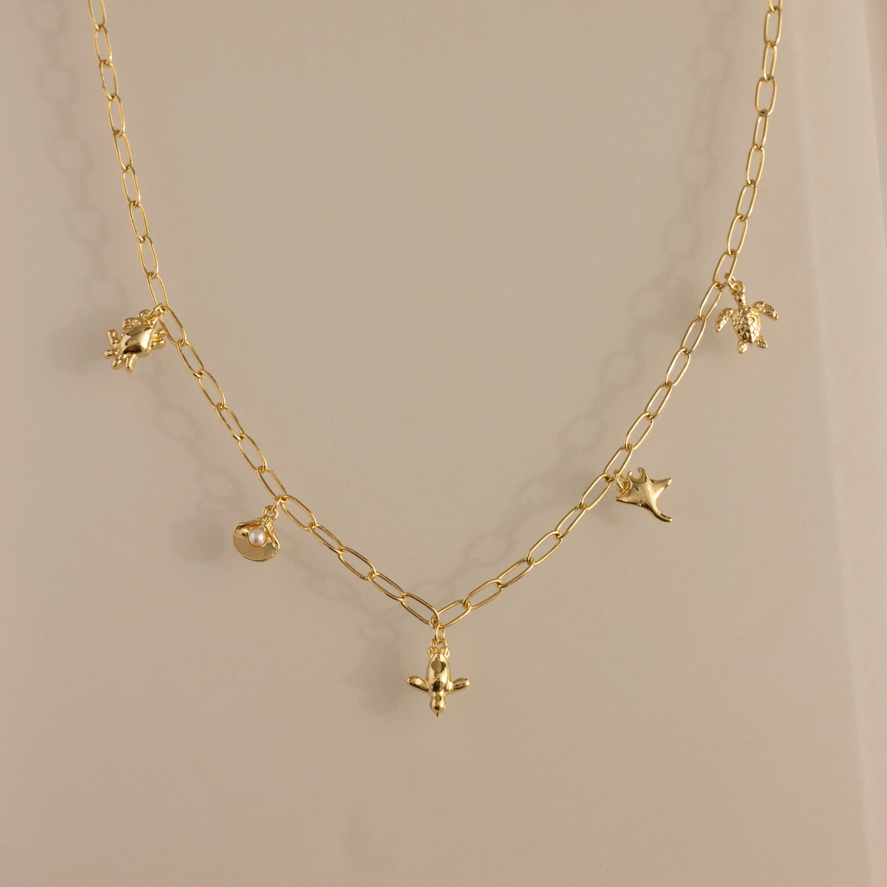 Seaside Charm Pearl Necklace Silver 18K Gold Plated