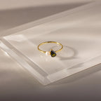 Peridot Teardrop Pearl Ring Silver 18K Gold Plated
