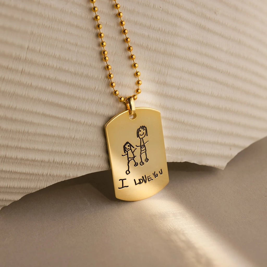 Men's Dog Tag Necklace Silver 18K Gold Plated