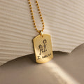 Men's Dog Tag Necklace Silver 18K Gold Plated