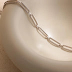 Diamond Link Chain Necklace Silver 18K Gold Plated