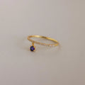 Pave Birthstone Drop Ring Silver 18K Gold Plated