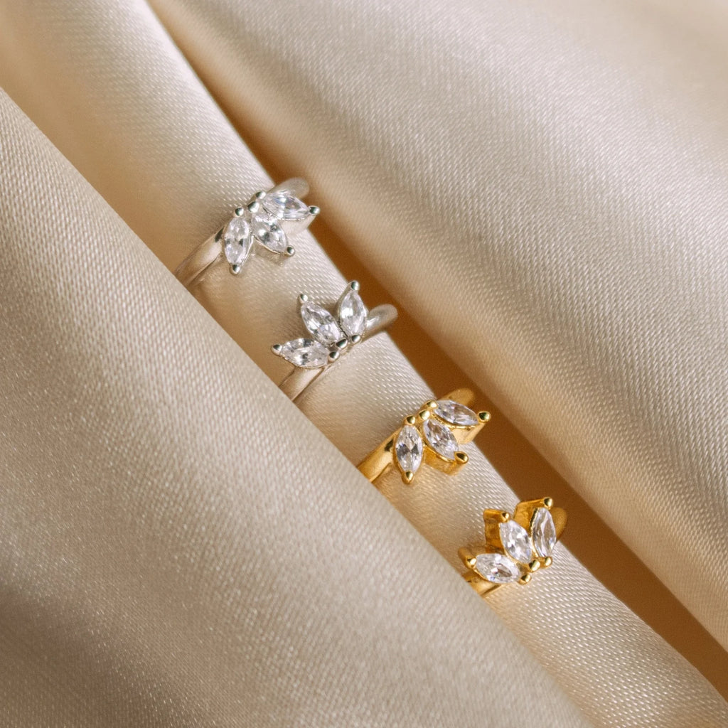 Marquise Diamond Huggies Silver 18K Gold Plated