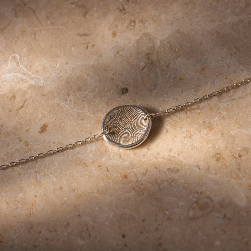 Dainty Organic Fingerprint Bracelet  Silver 18K Gold Plated