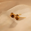 Smoky Quartz Glass Stones Studs Silver 18K Gold Plated