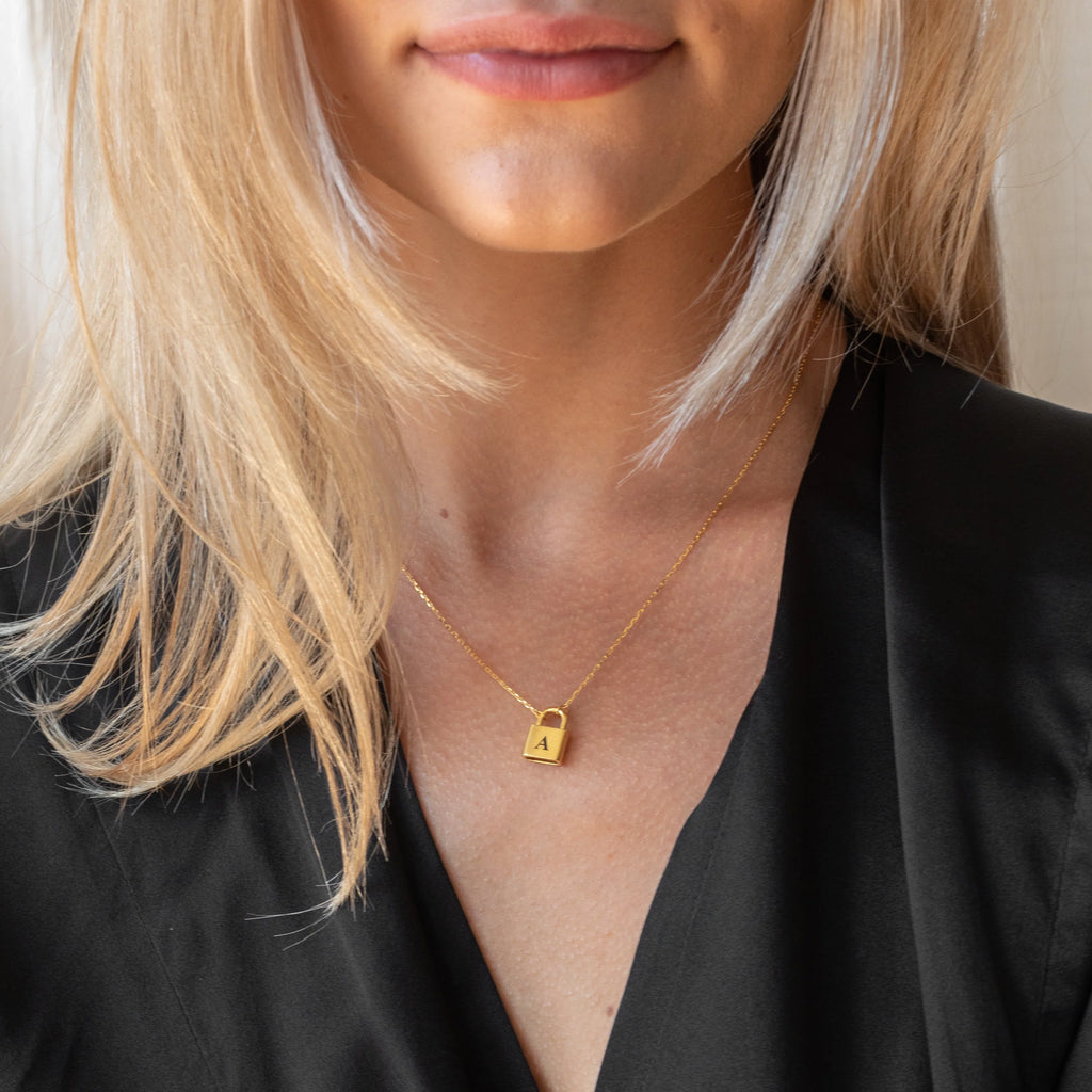 Padlock Necklace Silver 18K Gold Plated