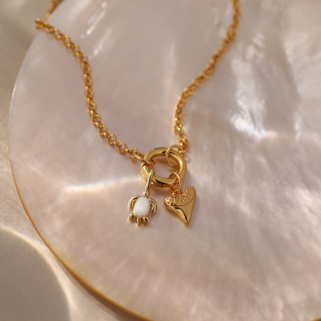 Opal Sea Turtle Charm Silver 18K Gold Plated