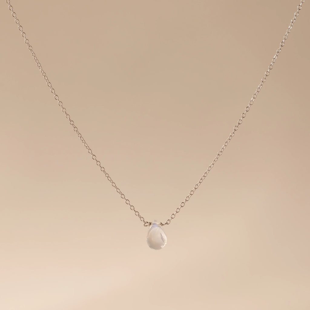 Teardrop Moonstone Necklace  Silver 18K Gold Plated