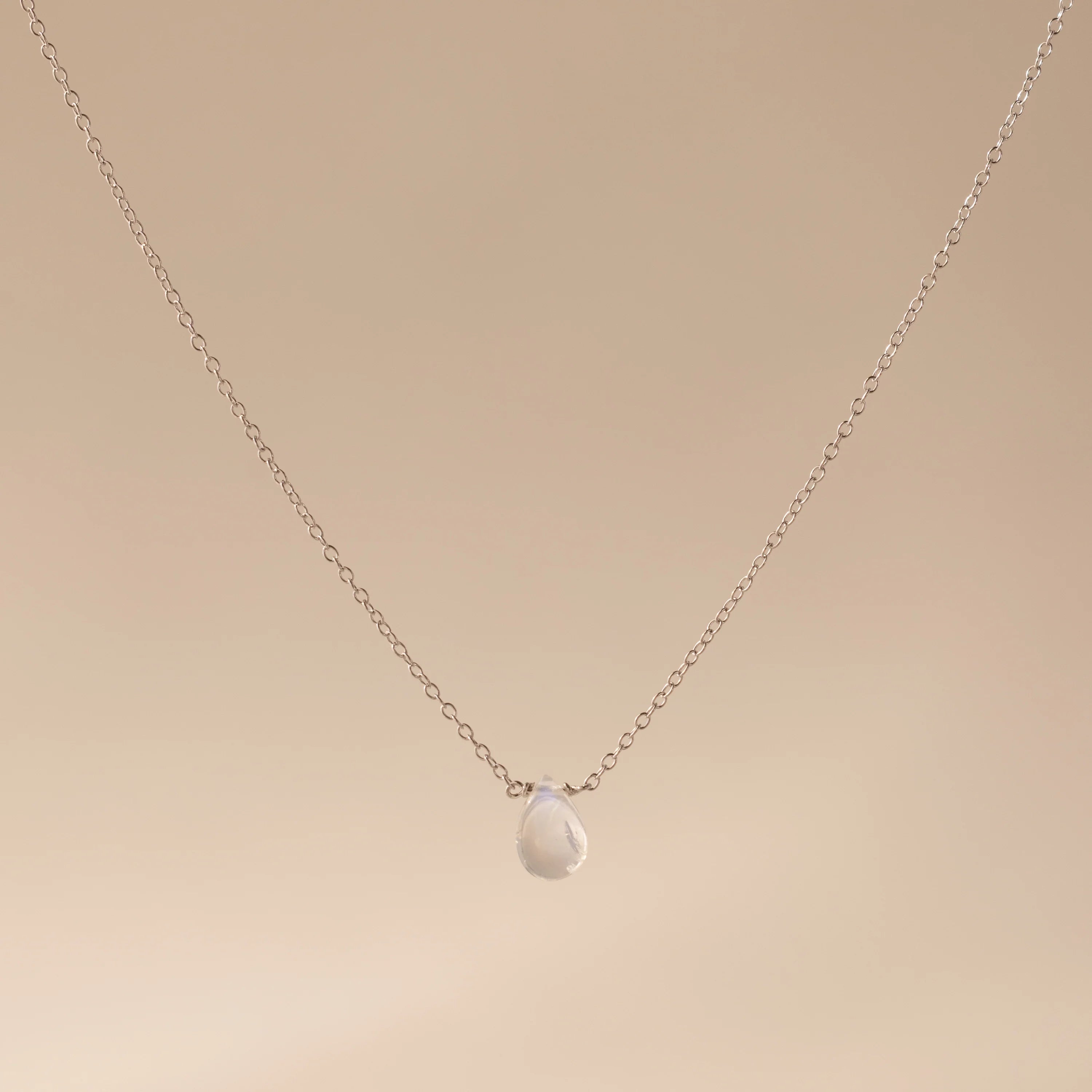 Teardrop Moonstone Necklace  Silver 18K Gold Plated