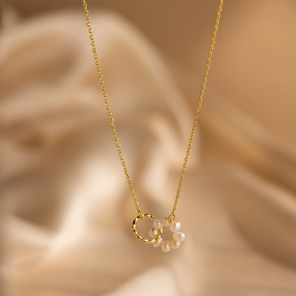 Twisted Pearl Necklace Silver 18K Gold Plated