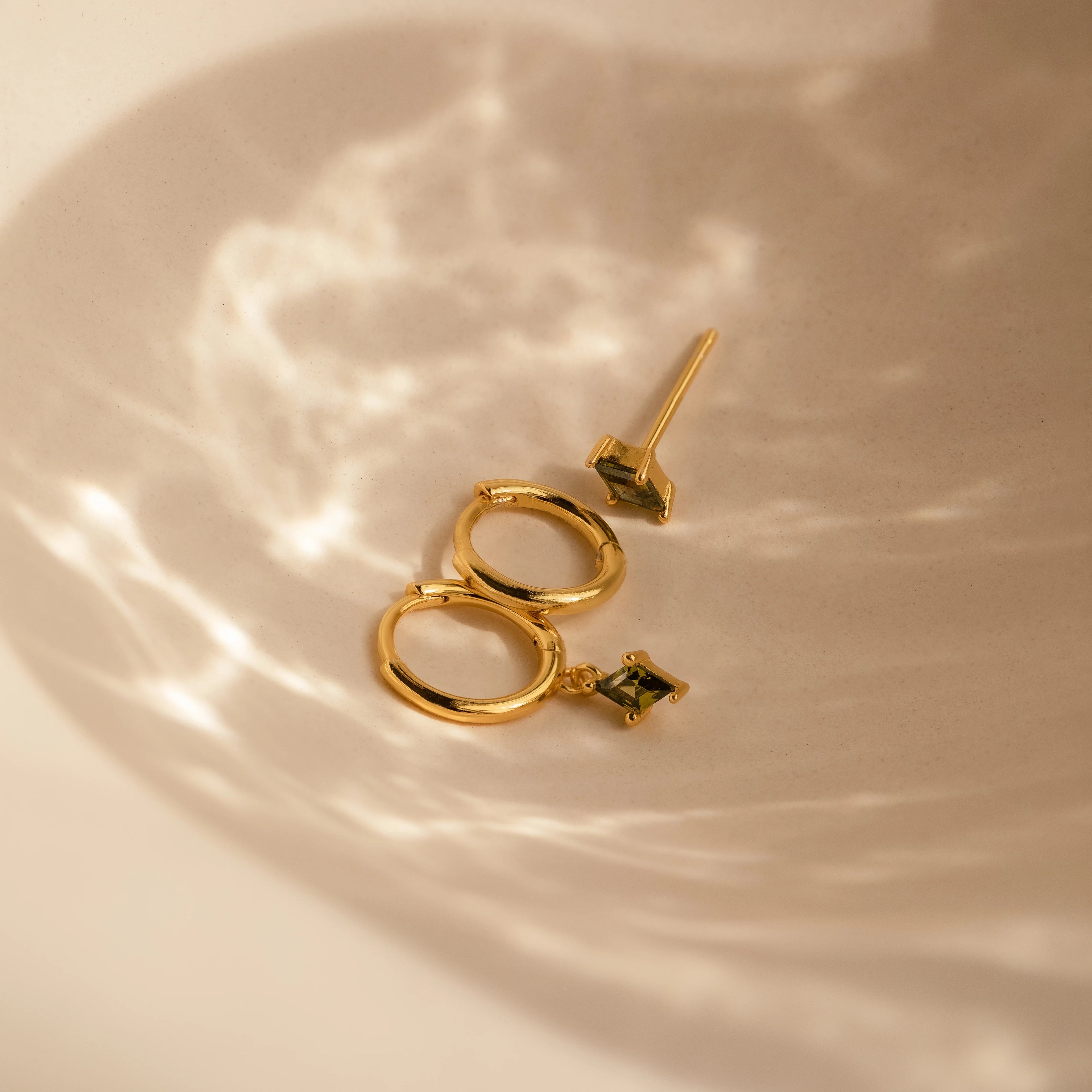 Peridot Earrings Set Silver 18K Gold Plated