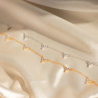 Diamond Cluster Charms Necklace Silver 18K Gold Plated