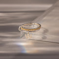 Initial Topaz Linked Ring Set Silver 18K Gold Plated