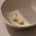 Round Pearl Hoops Silver 18K Gold Plated