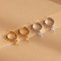 Dangling Pearl Diamond Huggies Silver 18K Gold Plated