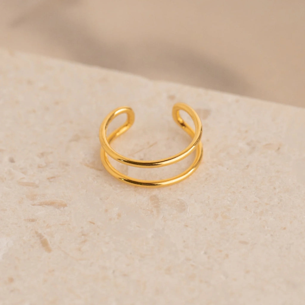 Everly Thin Duo Band Silver 18K Gold Plated