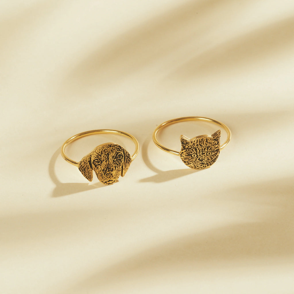 Pet Portrait Ring Silver 18K Gold Plated