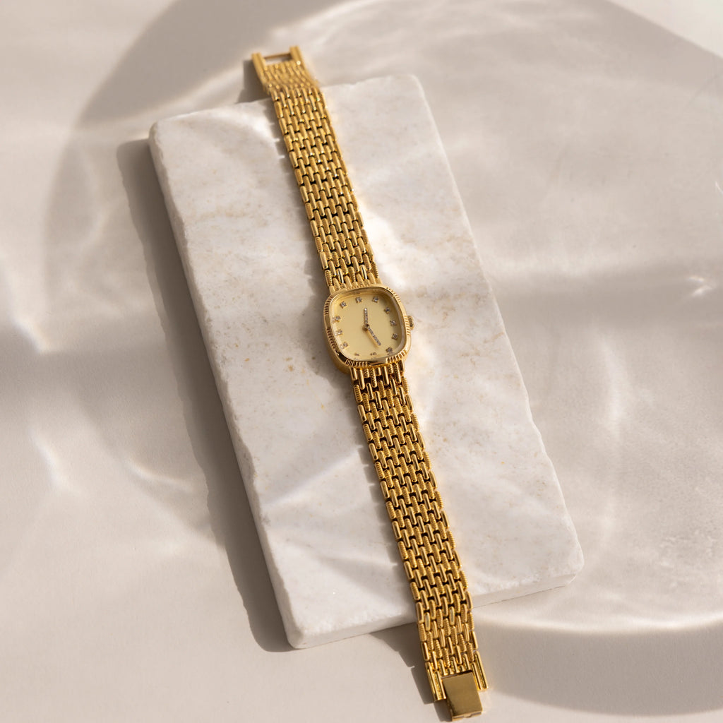 Pave Woven Timepiece Silver 18K Gold Plated