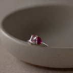 Toi et Moi Birthstone Ring  Silver 18K Gold Plated